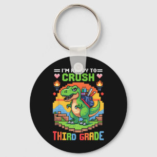 3rd I'm Ready To Crush Third Grade Dinosaur Gamer  Key Ring
