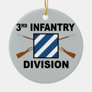 3rd Infantry Division - Crossed Rifles - With Text Ceramic Tree Decoration
