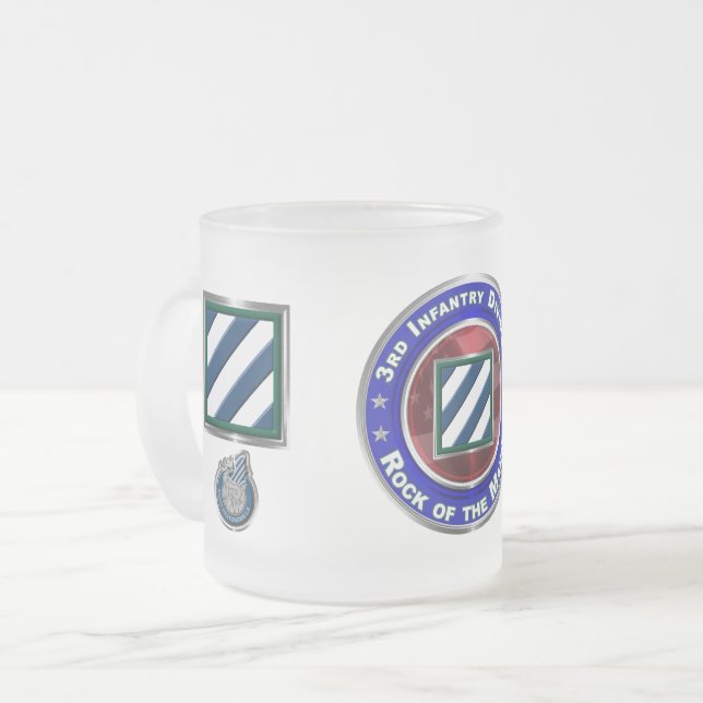 3rd Infantry Division Rock of the Marne! Frosted Glass Coffee Mug (Front Left)