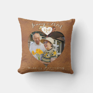 3rd Leather(Image) Wedding Anniversary Photo Cushion