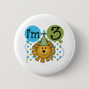3rd Lion Birthday 6 Cm Round Badge