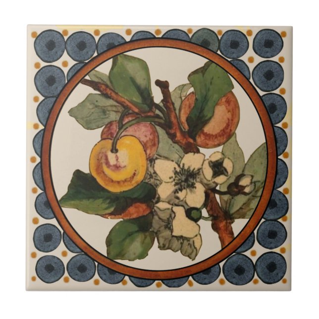 3rd of 5 Repro 1890s Doulton Lambeth Hand painted Tile (Front)