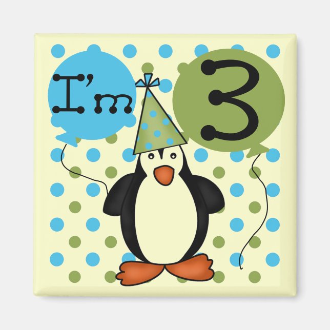 3rd Penguin Birthday Tshirts and Gifts Magnet (Front)