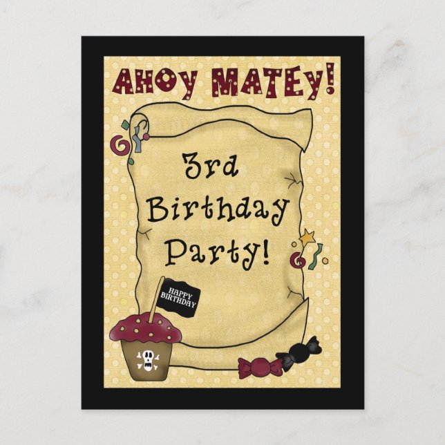 3rd Pirate Birthday Invitations (Front)