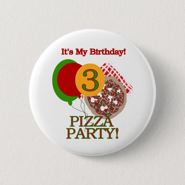 3rd Pizza Party Birthday Tshirts and Gifts 6 Cm Round Badge (Front)