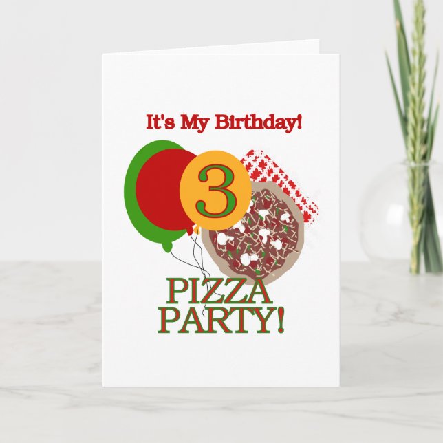 3rd Pizza Party Birthday Tshirts and Gifts Card (Front)