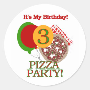3rd Pizza Party Birthday Tshirts and Gifts Classic Round Sticker
