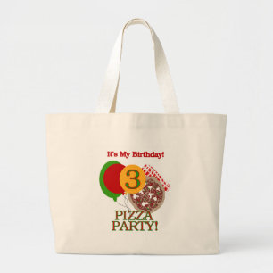 3rd Pizza Party Birthday Tshirts and Gifts Large Tote Bag