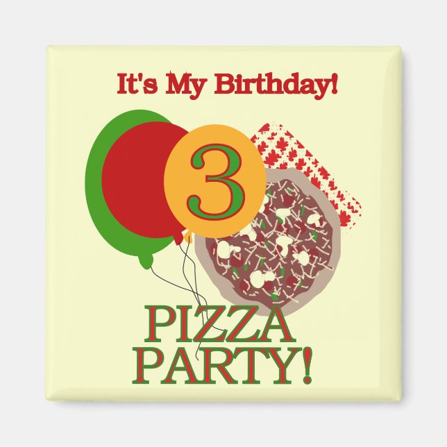 3rd Pizza Party Birthday Tshirts and Gifts Magnet (Front)