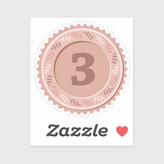 3rd Place Bronze Medal Custom-Cut Vinyl Sticker (Sheet)