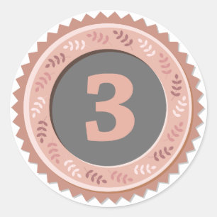 3rd Place Bronze Medal Dark Classic Round Sticker