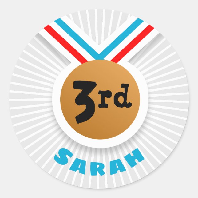 3rd Place Classic Round Sticker (Front)