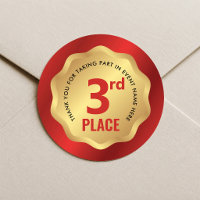 3rd Place Event Medal Competition Sticker Red Gold
