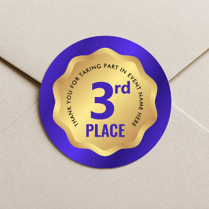 3rd Place Medal Competition Sticker Blue & Gold