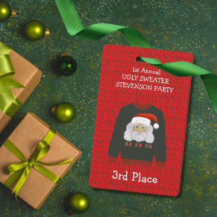 3rd Place Santa Ugly Sweater Party Winner Badge ID Badge