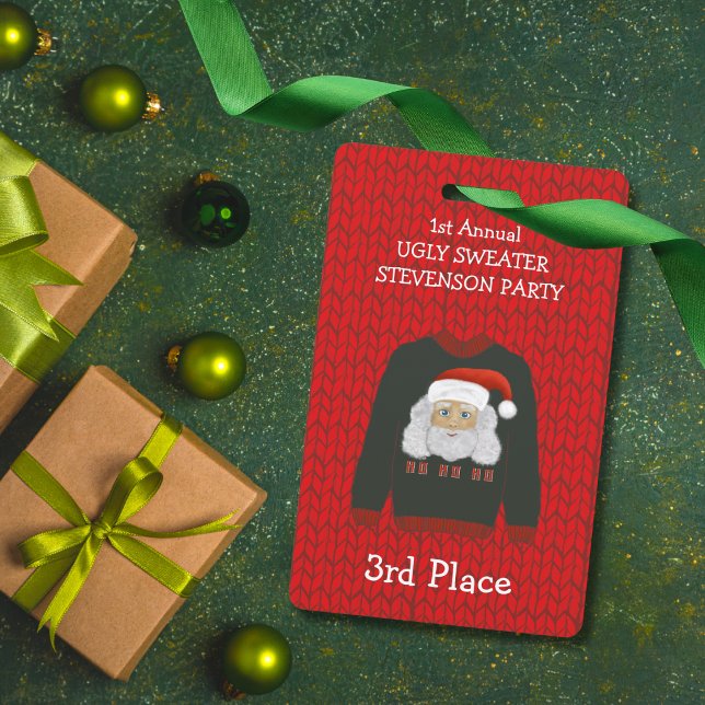 3rd Place Santa Ugly Sweater Party Winner Badge ID Badge (Creator Uploaded)