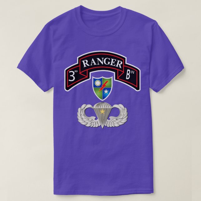 3rd Rgr Bn with DUI Basic w Combat Jump X T-Shirt (Design Front)