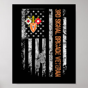 3rd Signal Brigade Veteran Vintage U.s Flag Vetera Poster