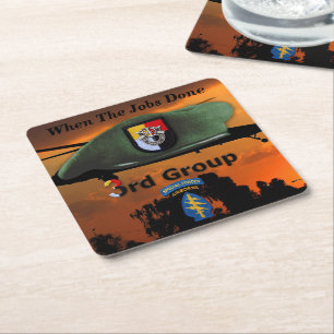 3rd Special Forces Group SF SFG Green Berets Square Paper Coaster