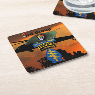 3rd Special Forces Group SFG SF Veterans LRRP Square Paper Coaster