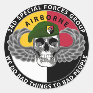 3rd Special Forces Group Skull Classic Round Sticker