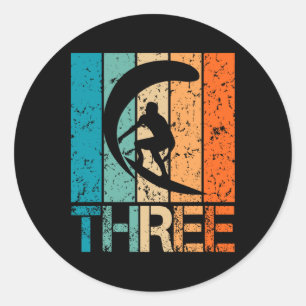 3rd Surfing Birthday 3 Year Old 3yr Boy Girl Birth Classic Round Sticker