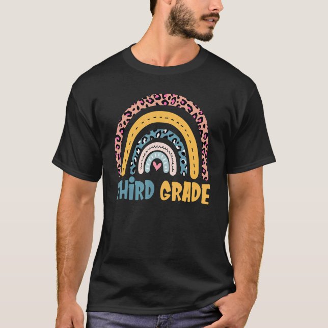 3rd Third Grade Boho Rainbow Student Teacher Back  T-Shirt (Front)
