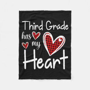 3rd Third Grade Has My Heart Buffalo Print Teacher Fleece Blanket