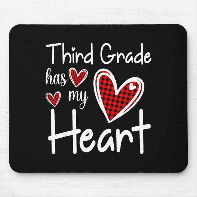 3rd Third Grade Has My Heart Buffalo Print Teacher Mouse Mat (Front)