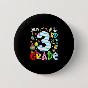 3rd third grade retro colourful back to school 6 cm round badge