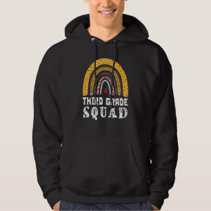 3rd Third Grade Squad Rainbow Leopard School Teach Hoodie