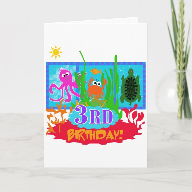 3rd Undersea Adventure Birthday Tshirts Card (Front)
