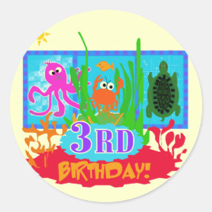3rd Undersea Adventure Birthday Tshirts Classic Round Sticker