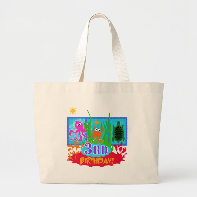 3rd Undersea Adventure Birthday Tshirts Large Tote Bag (Front)