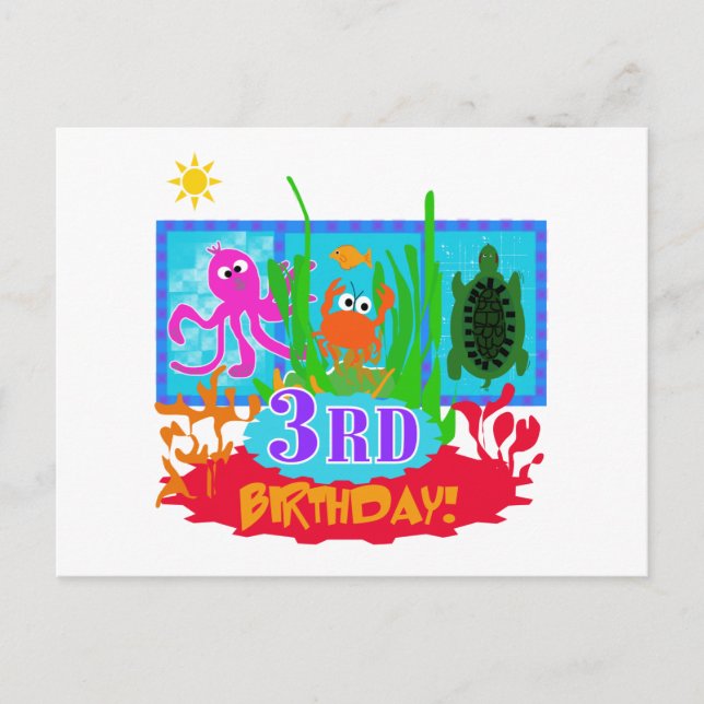 3rd Undersea Adventure Birthday Tshirts Postcard (Front)