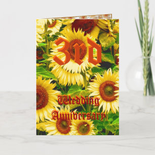 3rd wedding anniversary card - Sunflower