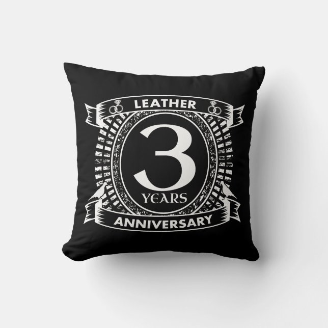 3rd wedding anniversary distressed crest cushion (Front)