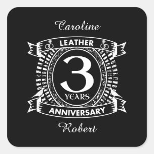 3rd wedding anniversary distressed crest square sticker