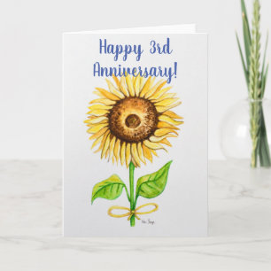 3rd wedding anniversary greeting card blank inside