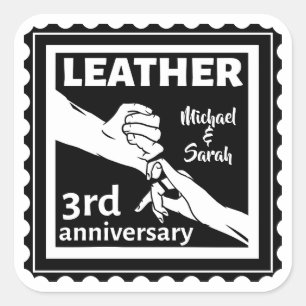 3RD Wedding anniversary holding hands traditional Square Sticker