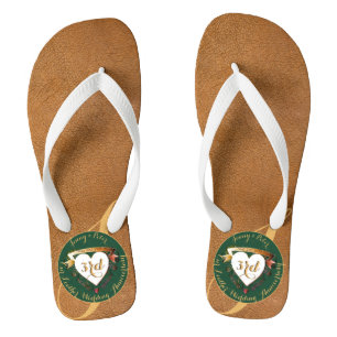 3rd Wedding Anniversary Leather Image Flip Flops