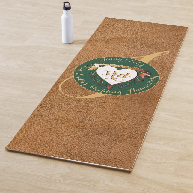 3rd Wedding Anniversary Leather Image Yoga Mat (In Situ)