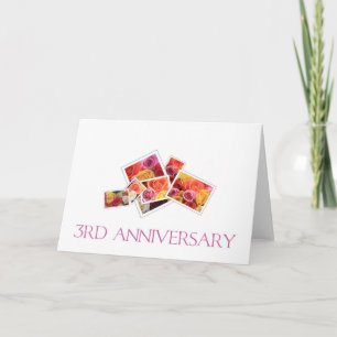 3rd Wedding Anniversary mixed rose bouquet Card