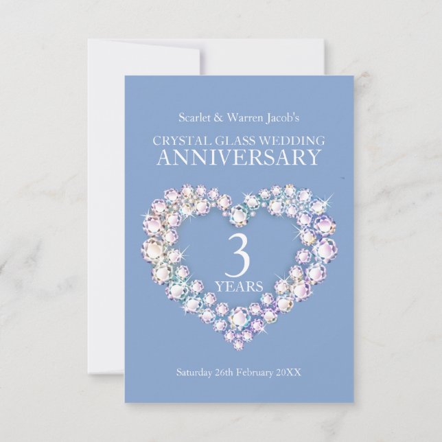 3rd wedding anniversary party heart RSVP (Back)