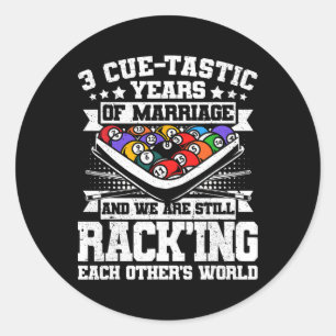 3rd Wedding Anniversary Pool Billiards 3 Years Mar Classic Round Sticker