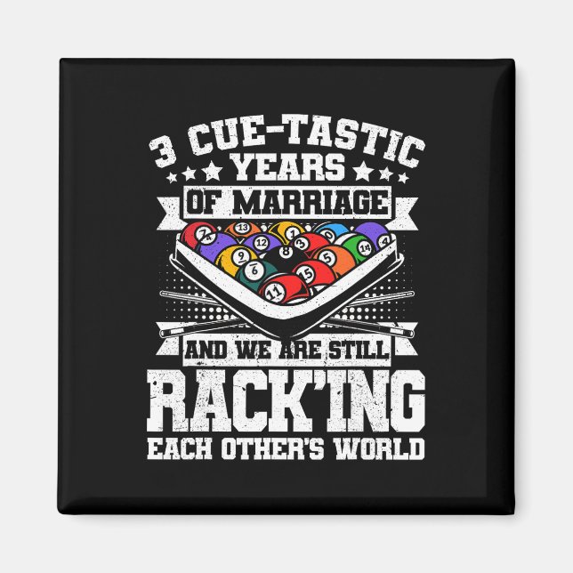 3rd Wedding Anniversary Pool Billiards 3 Years Mar Magnet (Front)