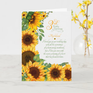 3rd Wedding Anniversary Sentimental Sunflowers Card
