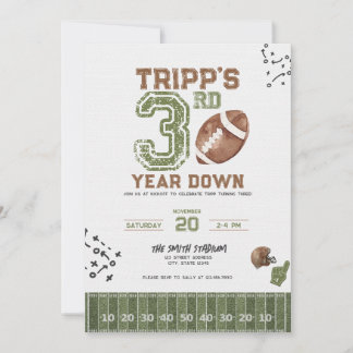3rd Year Down | Boy Football Birthday Invitation
