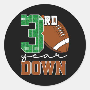 3rd Year Down Football Lover Third Birthday Boy Pa Classic Round Sticker