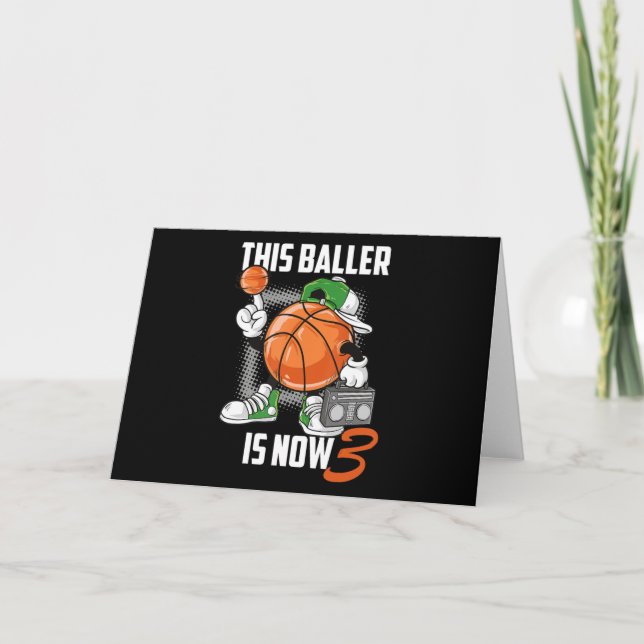 3th Birthday Basketball Player Funny 3 Years Old Card (Front)